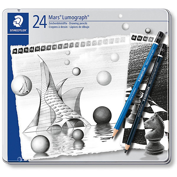    Mars Lumograph, 24 , (9B-HB, F, H-9H)/(8B, 6B, 4B, 2B), Staedtler