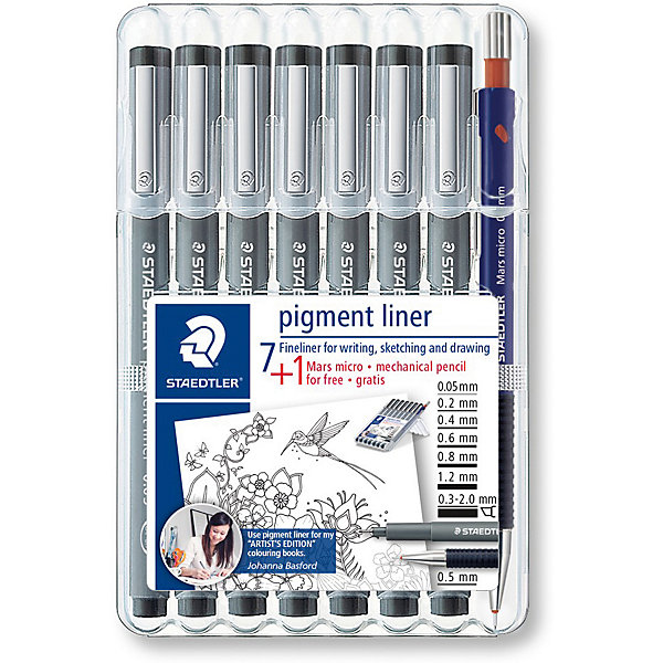     Pigment liner, 7 .: (0,05/0,2/0,4/0,6/0,8/1,2/0,3-2,0 ),   +  , Staedtler